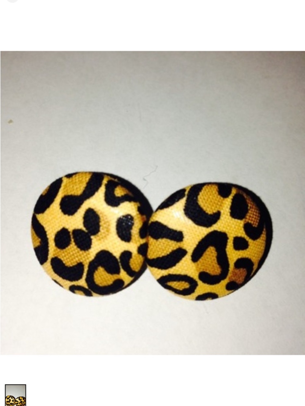 Leopard Print Round Button Earrings - Yellow & Black